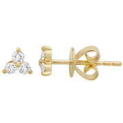 14K Yellow Gold Trio Diamond Stud Earrings