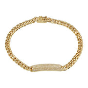 14K Gold Pave Diamond ID Bracelet