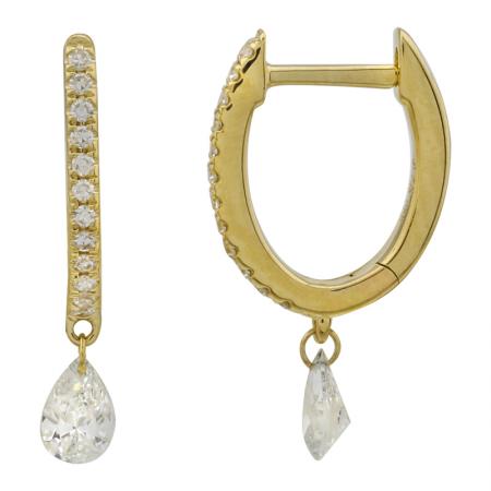 14K Yellow Gold Floating Diamond Earrings