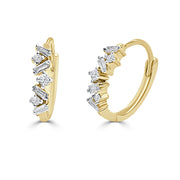 14 Karat Yellow Gold Diamond Huggie Hoop Earrings