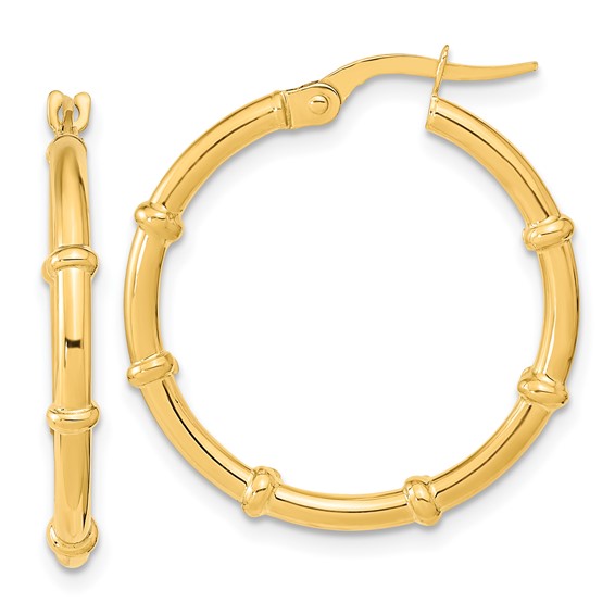 Yellow Gold Bamboo Hoops