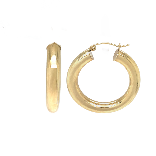 14K Yellow Gold Medium Hoop Earrings