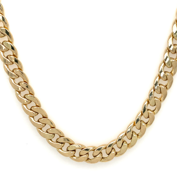 14K Gold Semi Solid Cuban Link Chain 24"