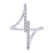14K White Gold Geometric Diamond Ring