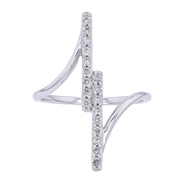 14K White Gold Geometric Diamond Ring
