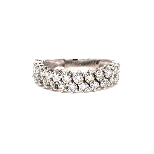 14K White Gold Double Row Fexible Diamond Band