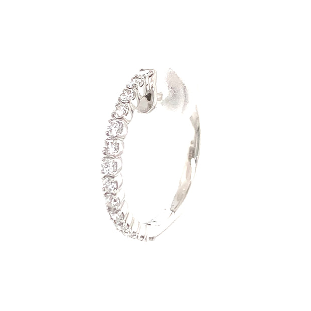 14K White Gold Diamond Hoop Earrings