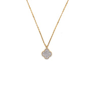 14k Yellow Gold and Diamond Clover Cluster Pendant