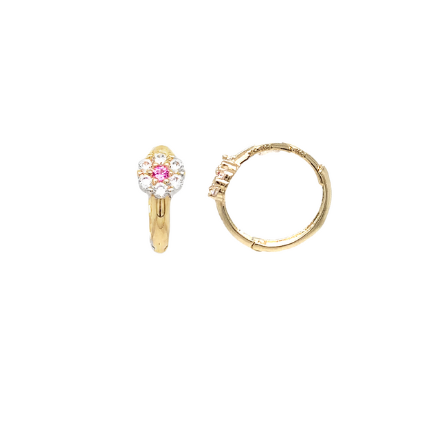 14kYellow Gold Cz Flower Huggies