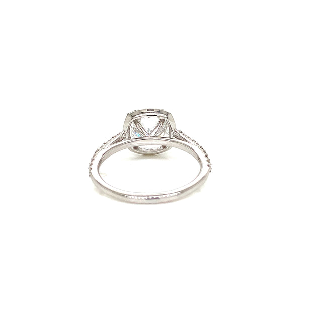 2.10tw Laboratory-Grown Pave Halo Cushion Cut Engagement Ring
