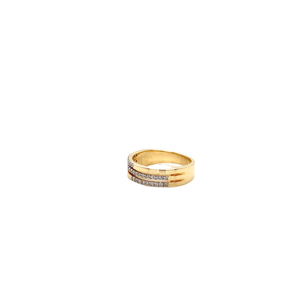 14K Gold 3 Row Band Diamond Ring