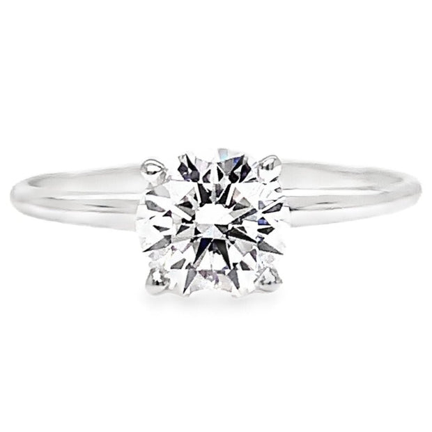 14K White Gold 1.00ct Round Solitaire Laboratory Grown Diamond Engagement Ring