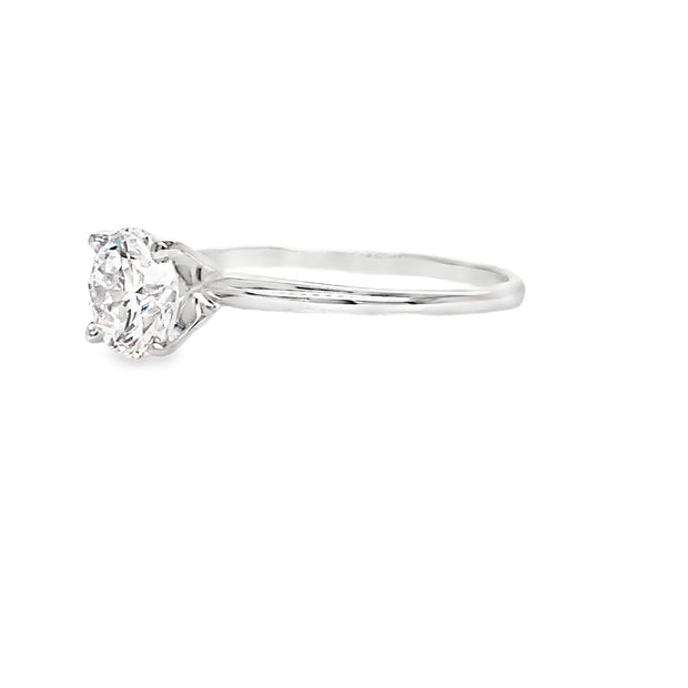 14K White Gold 1.00ct Round Solitaire Laboratory Grown Diamond Engagement Ring