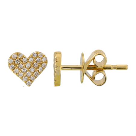 14K Diamond Heart Stud Earrings