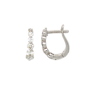 14K White Gold Small Diamond Hoop Earrings