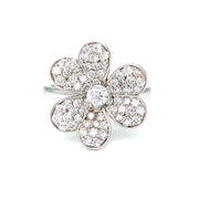 14K White Gold Diamond Flower Ring