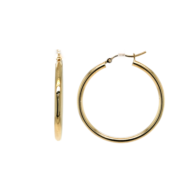 14K Yellow Gold Medium Hoop Earrings