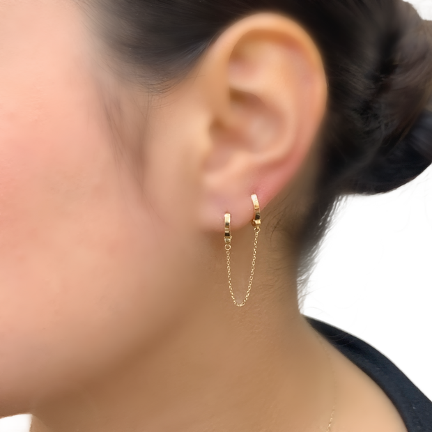 14k Yellow Gold Double-Hoop Single Earring