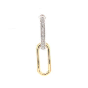 14K Two Tones Gold Paperclip Diamond Drop Earrings