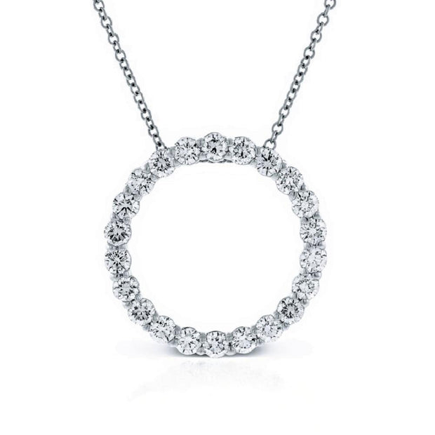 14K White Gold Diamond Circle Necklace