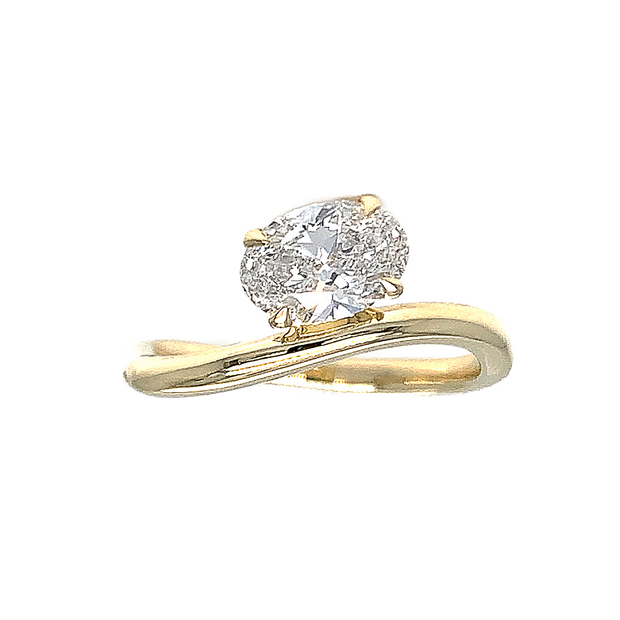 14k Yellow Gold Free Form 1.05 Oval Cut Laboratory Grown Engagement ...