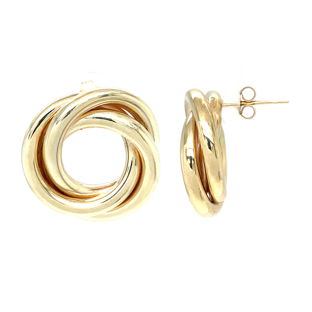 14K Yellow Gold Love Knot Stud Earrings