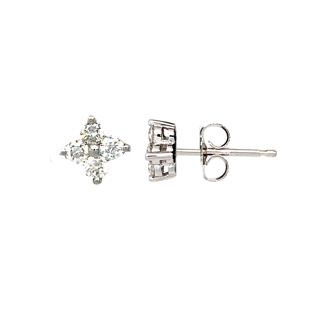 14K Gold Diamond 4 Diamond Stud Earrings