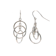 14k White Gold Triple Dangle Hoop