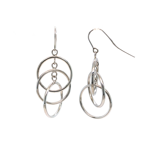 14k White Gold Triple Dangle Hoop