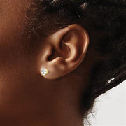 14K 6.5mm Cubic Zirconia Post Earrings