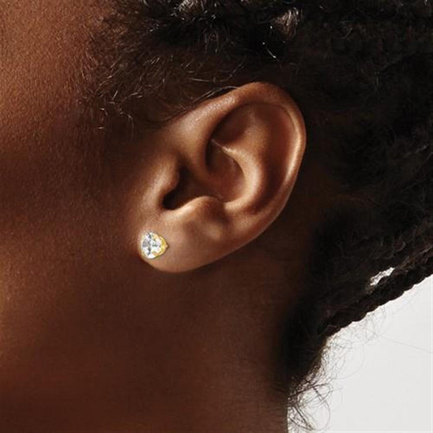 14K 6.5mm Cubic Zirconia Post Earrings
