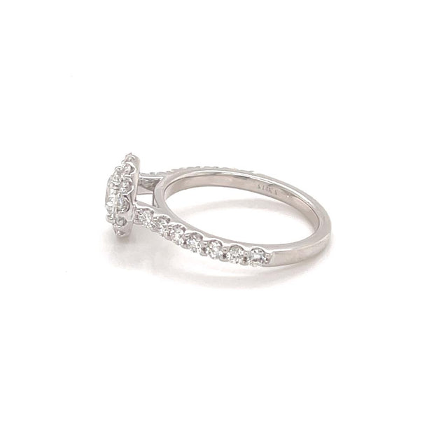 14K White Gold 1.45ct tw Halo Natural Diamond Engagement Ring