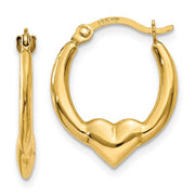 14K Gold Heart Children's Hoop Earrings