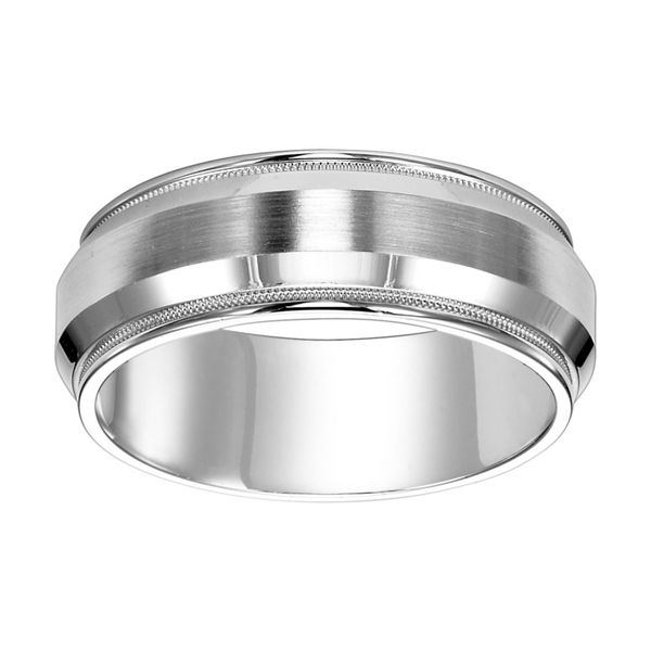 14K White Gold Men's Beveled Wedding Band