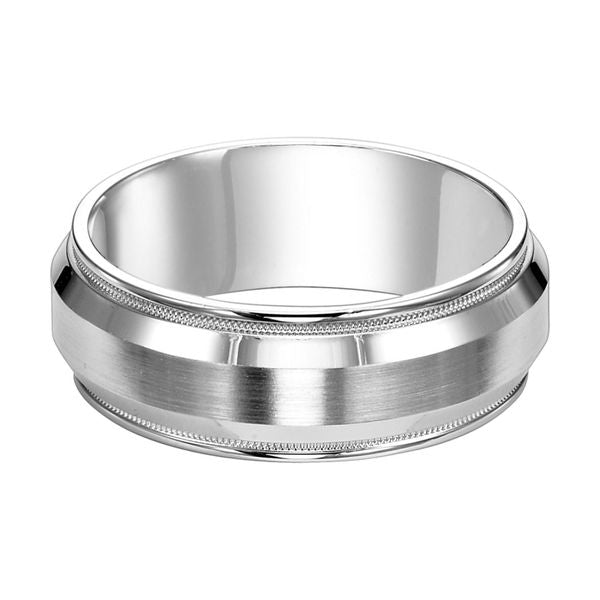 14K White Gold Men's Beveled Wedding Band