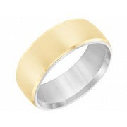 14K Two Tone Flat Wedding Band