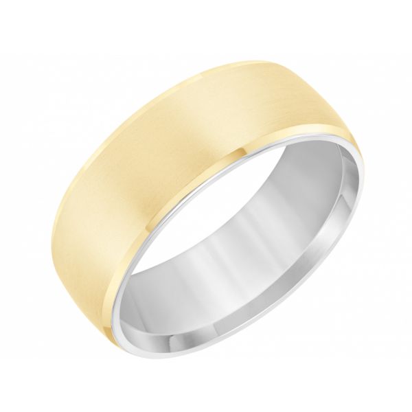 14K Two Tone Flat Wedding Band