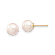 14 Karat Round Pearl Stud Earrings