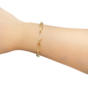 14K Gold Paperclip Bracelet 7.5"