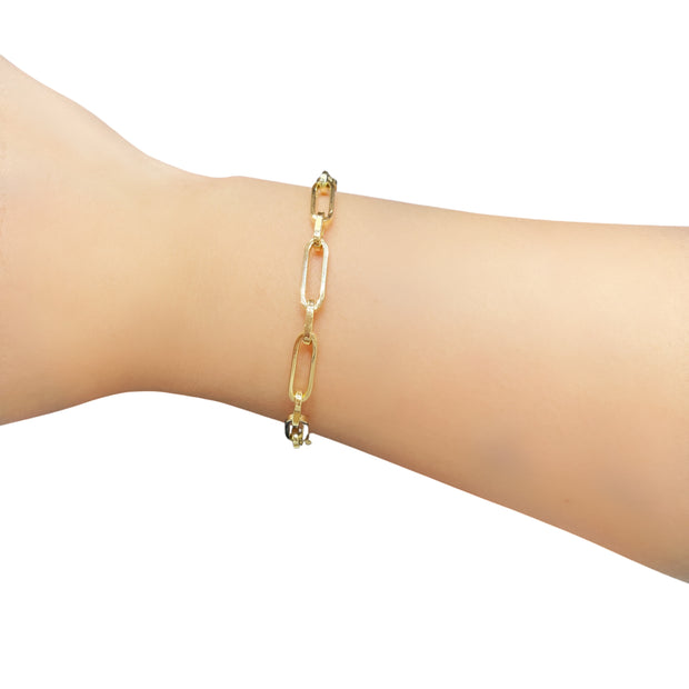 14K Gold Paperclip Bracelet 7.5"