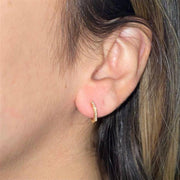 Mini Hexagon Diamond Huggie Earrings