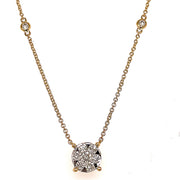 14K Yellow Gold Diamond Cluster Station Necklace