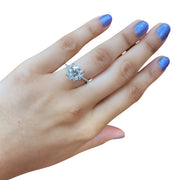 14K White Gold Pave Moissanite and Diamond Engagement Ring