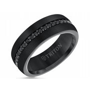 Tungsten Carbide Black Sapphire Eternity Band