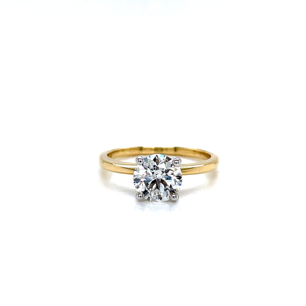 14K & Platinum Two Toned Solitaire 1.50ct Natural Diamond Engagement Ring