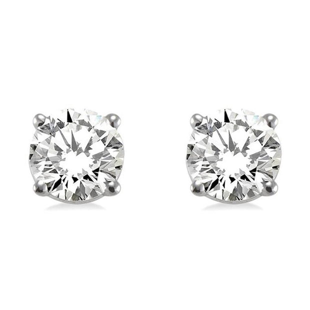 1.00 CT Natural Diamond Studs in 14K White Gold