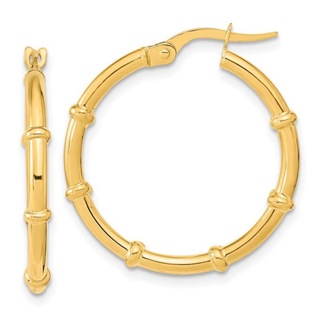 Yellow Gold Bamboo Hoops
