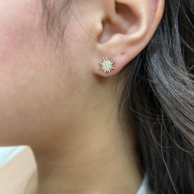 14K Diamond Starburst Stud Earrings