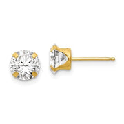 14K 6.5mm Cubic Zirconia Post Earrings