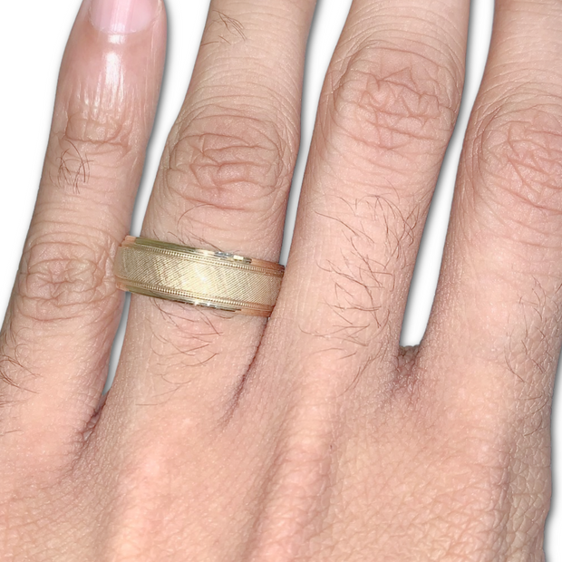 14K Textured Wedding Band